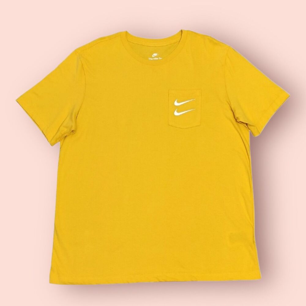 Nike Double Swoosh Pocket T-Shirt Yellow DM8776-761 Sz XXL